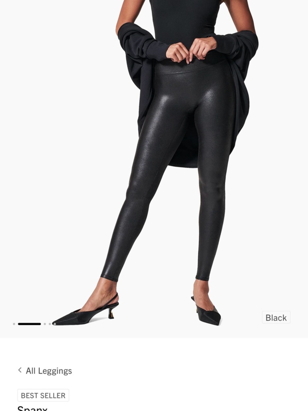 SPANX Faux Leather Leggings - Black - Size Small S/P - EUC